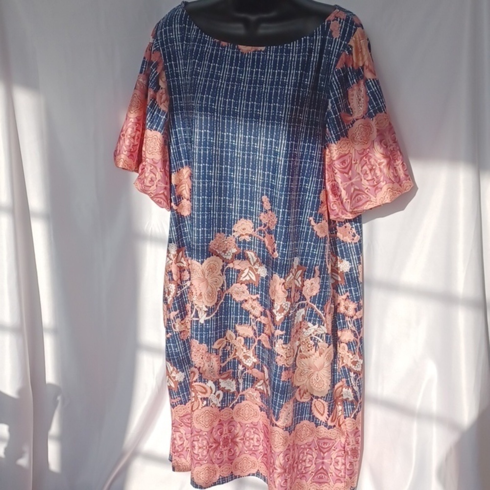 Suzanne Betro Floral Midi Dress, balloon sleeves, side pockets, stretchy, comfy